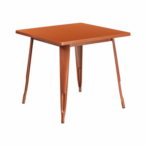 Flash Furniture  31.5 in. Square Copper Metal Indoor & Outdoor Table Perspective: front