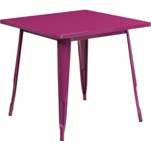 Flash Furniture ET-CT002-1-PUR-GG 31.5 in. Square Purple Metal Indoor & Outdoor Table Perspective: front