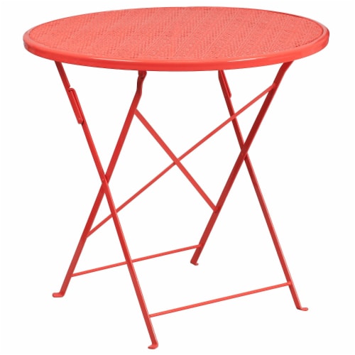 Flash Furniture 30 Round Coral Indoor Outdoor Steel Folding