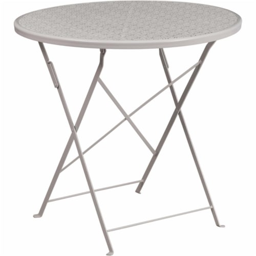 Flash Furniture 30'' Round Light Gray Indoor-Outdoor Steel Folding