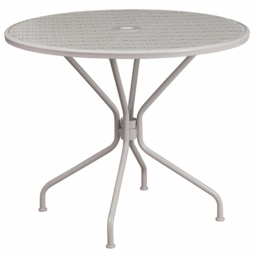 Flash Furniture 35.25 Round Light Gray Indoor Outdoor Steel