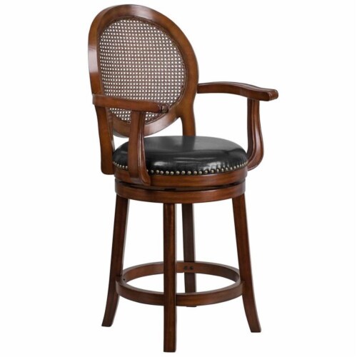 Flash Furniture 26 Wood Swivel Counterstool In Expresso Perspective: front