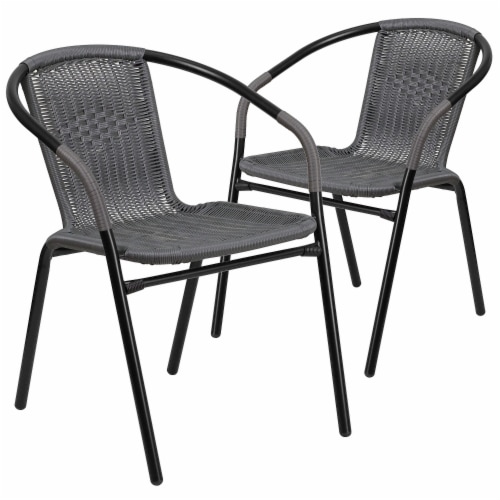 Flash Furniture Rattan Indoor Outdoor Restaurant Stack Chair Gray