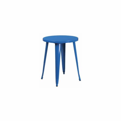 Flash Furniture CH-51080-29-BL-GG 24 in. Round Blue Metal Indoor & Outdoor Table Perspective: front