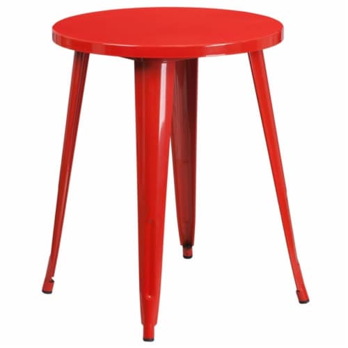 Flash Furniture CH-51080-29-RED-GG 24 in. Round Red Metal Indoor & Outdoor Table Perspective: front