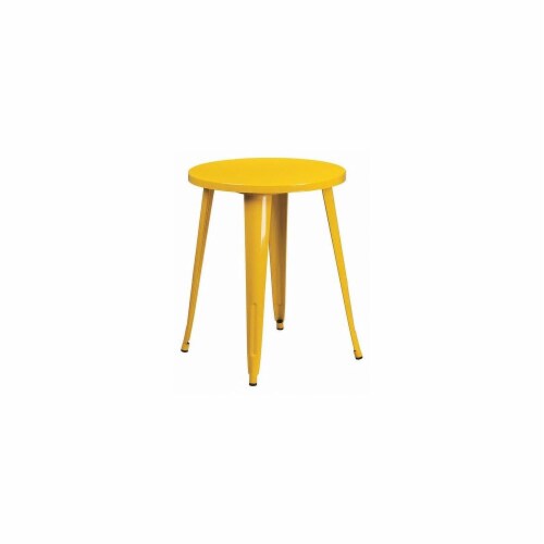 Flash Furniture CH-51080-29-YL-GG 24 in. Round Yellow Metal Indoor & Outdoor Table Perspective: front
