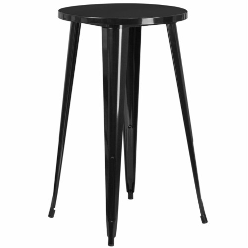 Flash Furniture CH-51080-40-BK-GG 24 in. Round Black Metal Indoor & Outdoor Bar Height Table Perspective: front