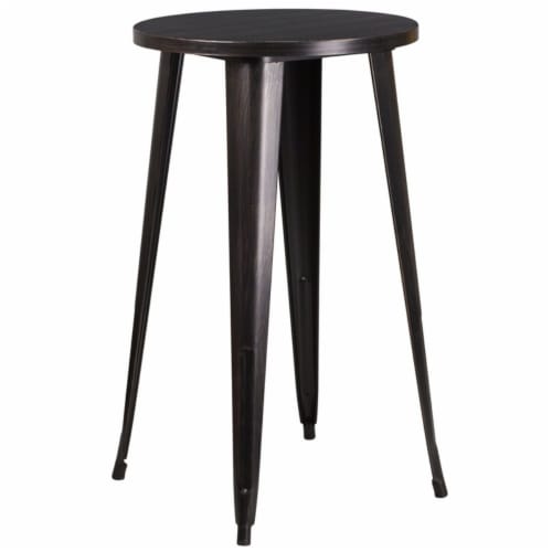Flash Furniture CH-51080-40-BQ-GG 24 in. Round Black-Antique Gold Metal Indoor & Outdoor Bar Perspective: front