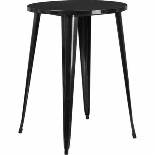 Flash Furniture CH-51090-40-BK-GG 30 in. Round Black Metal Indoor & Outdoor Bar Height Table Perspective: front