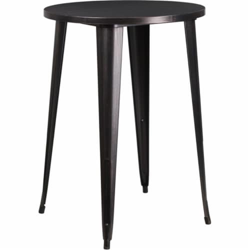 Flash Furniture CH-51090-40-BQ-GG 30 in. Round Black-Antique Gold Metal Indoor & Outdoor Bar Perspective: front
