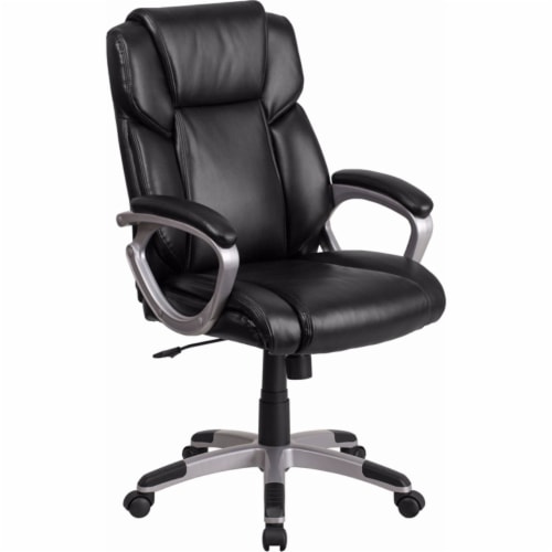 Flash Furniture Faux Leather Mid-Back Executive Office Chair Black GO2236MBK Perspective: front