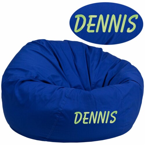 Flash Furniture DG-BEAN-LARGE-SOLID-ROYBL-EMB-GG Personalized Oversized Solid Royal Blue Bean Perspective: front