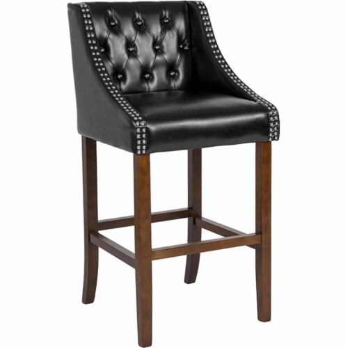 Flash Furniture Carmel Series Transitional LeatherSoft Barstool Black (CH182020T30BK) Perspective: front