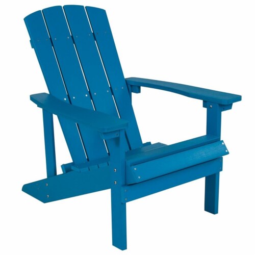 Flash Furniture Charlestown All-Weather Poly Resin Wood Adirondack Chair in Blue (JJC14501BLU Perspective: front