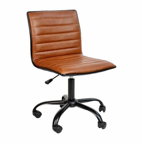 Flash Furniture Low Back Armless Ribbed Swivel Task Chair Brown DS512BBRBK Perspective: front