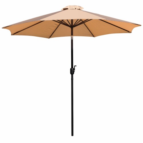 Flash Furniture TAN 9 FT ROUND PATIO UMBRELLA GM402003TAN Perspective: front
