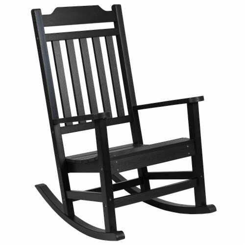 Flash Furniture BLACK WOOD ROCKING CHAIR JJC14703BK Perspective: front