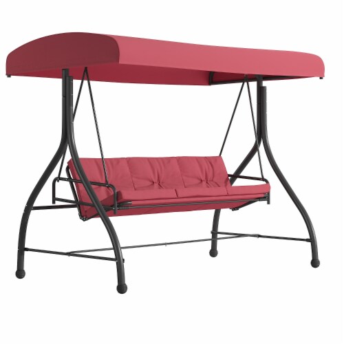 Flash Furniture Outdoor Steel Patio Swing Maroon (TLH007MRN) Perspective: front