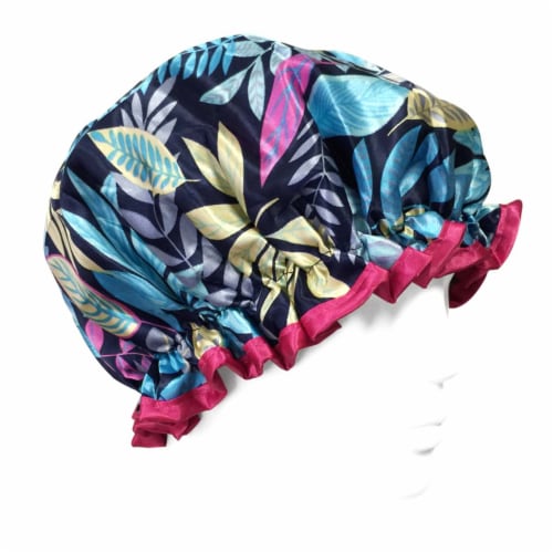 Wrapables Trendy Satin Shower Cap, Twilight Leaves Perspective: front