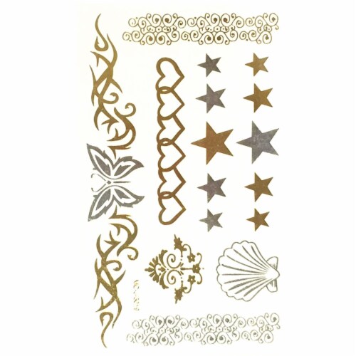 Wrapables Metallic Celebrity Inspired Temporary Tattoos, Carefree, Small Perspective: front