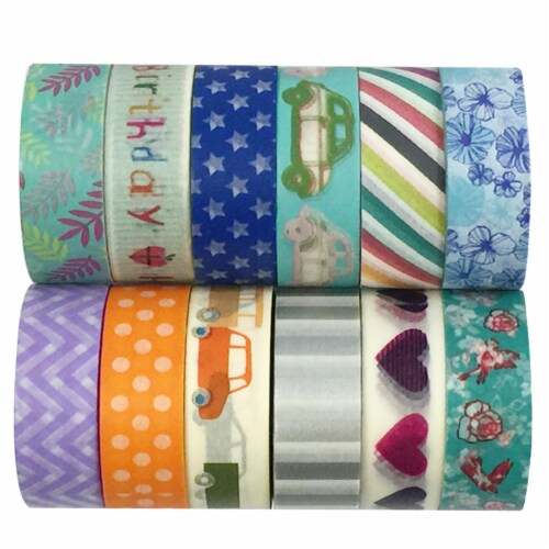 Wrapables Washi Tapes Decorative Masking Tapes, Set of 12, ADSET09 Perspective: front