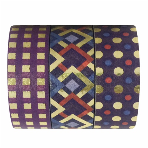 Wrapables Washi Masking Tape (Set of 3), Purple Party Perspective: front
