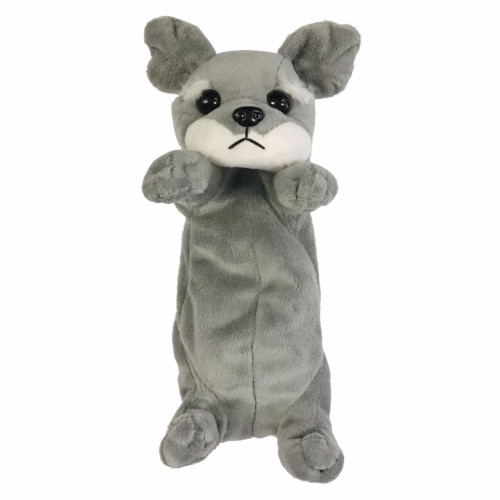 Wrapables Cute Puppy Pouch Plush Pencil Case, Schnauzer Perspective: front
