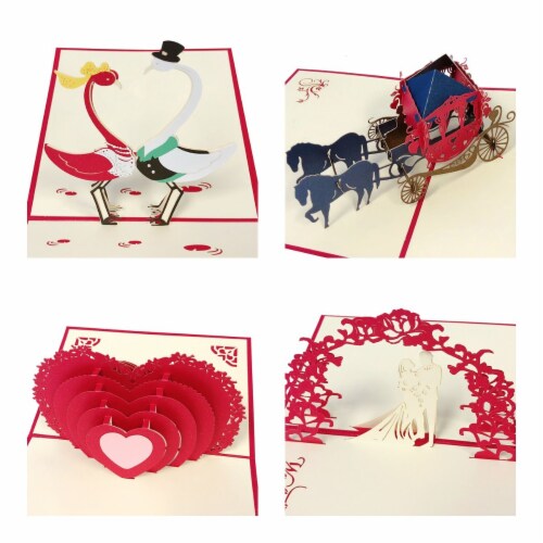 Wrapables 3D Pop-Up Greeting Cards (Set of 4), Wedding Perspective: front