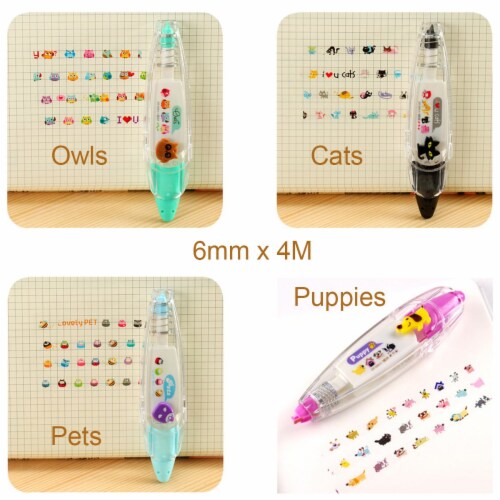 Wrapables Novelty Sticker Machine Pens for Home Office School, Cartoon Animals Perspective: front