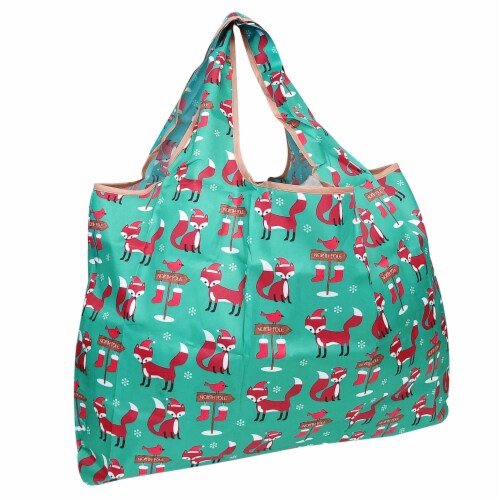 Wrapables Large Nylon Reusable Shopping Bag Foxes 1 QFC