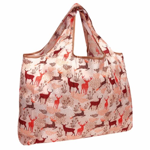 Wrapables Large Nylon Reusable Shopping Bag, Deer Perspective: front