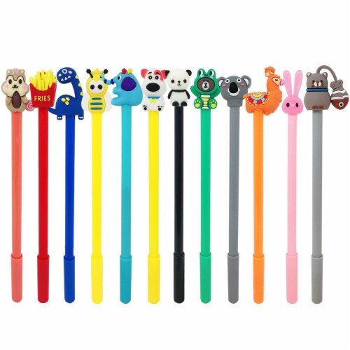 Wrapables Gel Pens School Office Supplies, Funny Characters Perspective: front