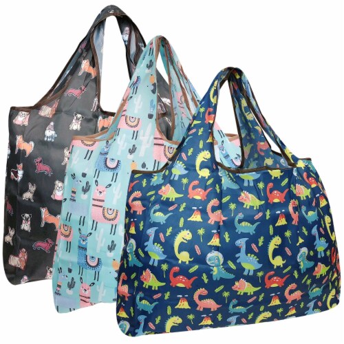 Wrapables Large Nylon Reusable Shopping Bags (Set of 3), Charming ...