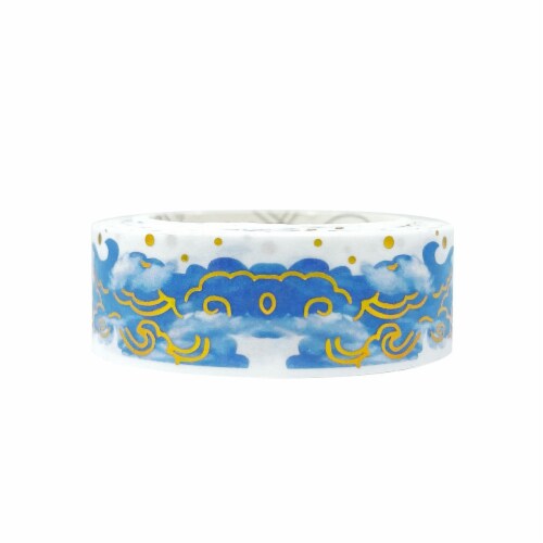 Wrapables Poetic Picturesque Gold Foil Washi Masking Tape, 15mm x 5M, Clouds Perspective: front