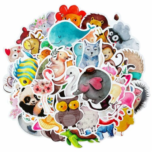 Wrapables Waterproof Vinyl Stickers for Water Bottles, 80pcs, Cute Animals,  80pcs - Ralphs