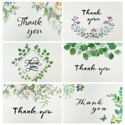 Wrapables Blank Thank You Cards with Envelopes for Special Events (Set of 4), Classic Floral Perspective: front