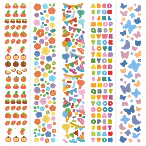 Wrapables Deco Stickers for Scrapbooking 5 Sheets Letters Flowers Party Butterflies 5 Sheets Harris Teeter