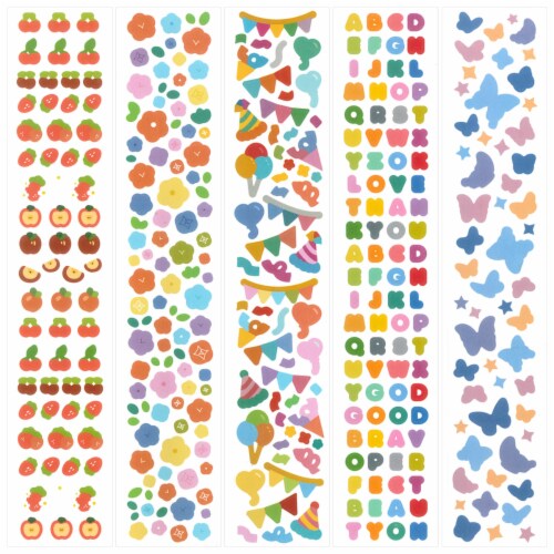 Wrapables Deco Stickers for Scrapbooking, 5 Sheets, Letters