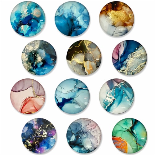 Wrapables Crystal Glass Magnets for Fridge, Whiteboards, Cabinets, (Set of 12), Marble Perspective: front