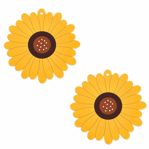 Wrapables Sunflower Coasters, Trivet Mats, Pot Holders (Set of 2), Medium Perspective: front