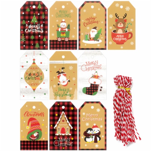 Wrapables Fun & Festive Christmas Holiday Gift Tags/ Hang Tags (50pcs), Festive Greetings Perspective: front