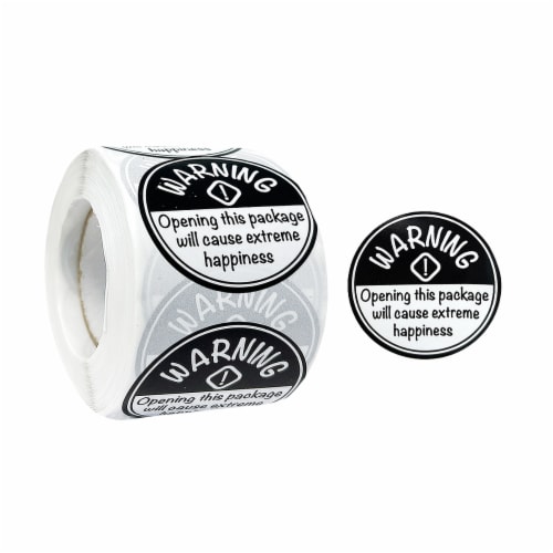 Wrapables 1.5  Black Extreme Happiness Warning Small Business Thank You Stickers Roll 500pcs Perspective: front