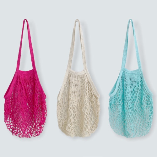 Wrapables Cotton Mesh Net Grocery Bag for Produce Set of 3 Hot