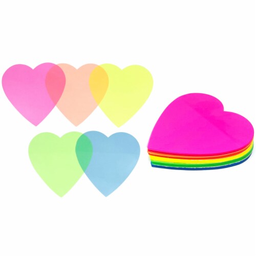 Wrapables Waterproof Transparent Sticky Notes for Home, School, Office (Set of 5), Hearts Perspective: front