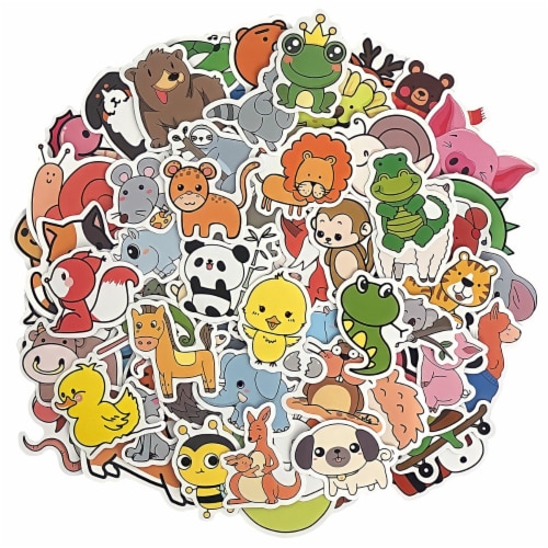 Wrapables Waterproof Vinyl Stickers for Water Bottles, 100pcs, Baby Animals Perspective: front