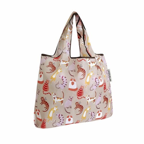 Wrapables Small Foldable Tote Nylon Reusable Grocery Bags Neutral