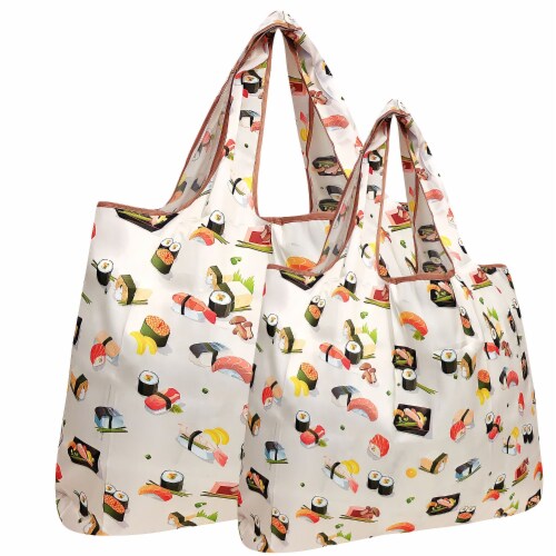 Wrapables Large Small Foldable Tote Nylon Reusable Bags Set of 2 Sushi 2 Pieces Fred Meyer