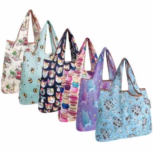 Wrapables Small Foldable Tote Nylon Reusable Grocery Bags (Set of 6 ...