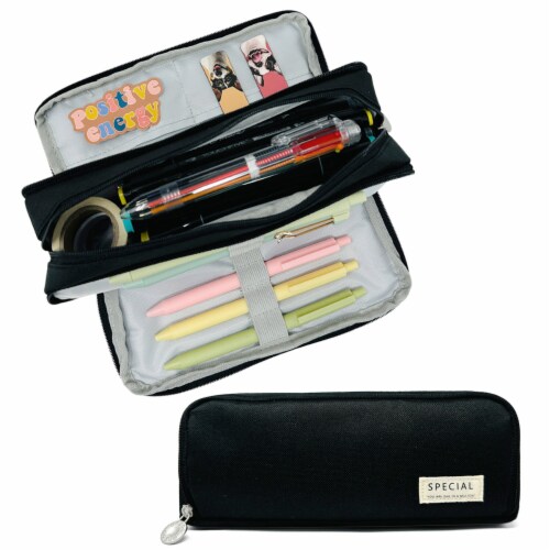 Big Capacity Pencil Case 3 Compartments Canvas Bag Multifunctional Marker  Pen Po