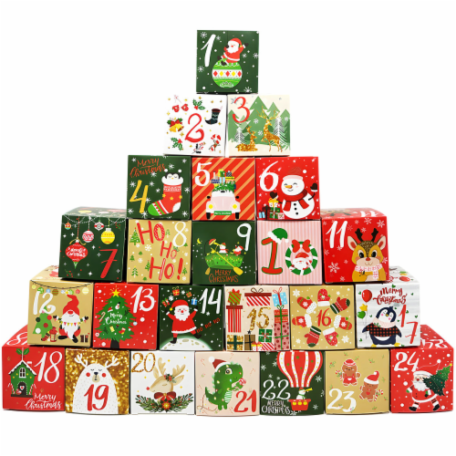 Wrapables Christmas Advent Calendar Countdown Gift Boxes, 24 Pieces